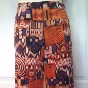 Orange Multicolor Wide Leg Casual Boho Palazzo Yoga Pants 30 Inch Inseam Women M